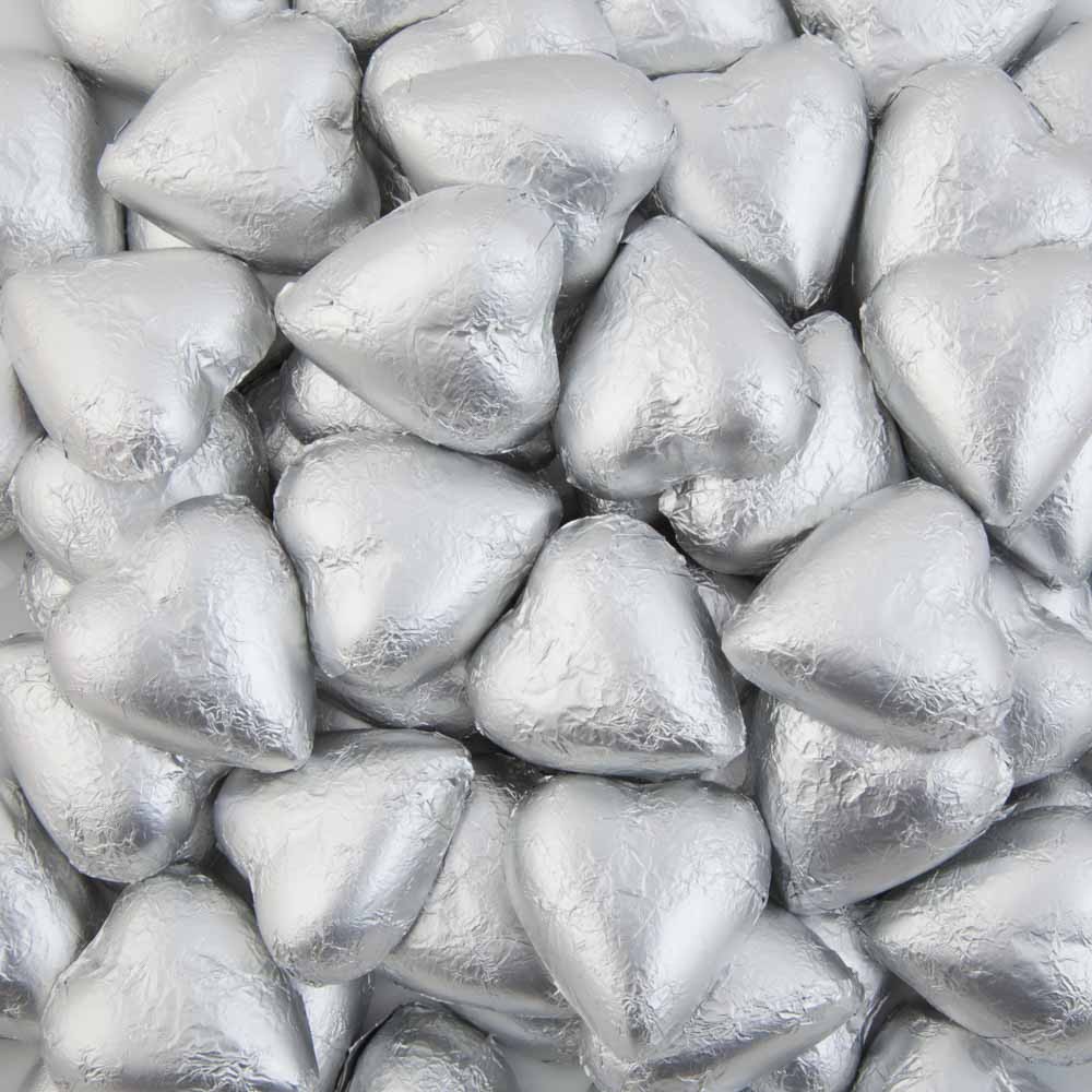 Matte Silver Belgian Chocolate Hearts 500g 5kg Candy Bar Sydney